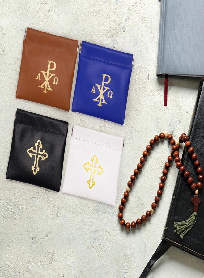 KONIDUN 4Pcs Rosary Pouch Catholic with Gold Cross PU Leather - Rosary Case Holder with Magnetic Top Bag for Women Men Coin Purses, Ideal for Catholic Faithful Travel Christmas(Classic Colors) - Image 5